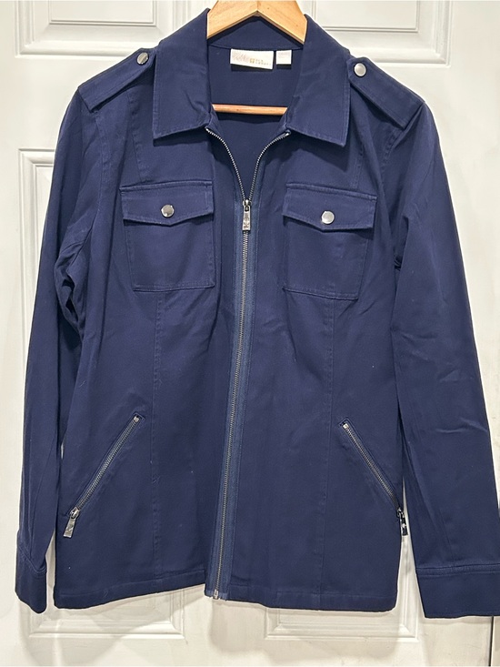 Belle by Kim Gravel Jackets & Blazers - Belle Kim Gravel Women's Military Utility Safari Jacket Navy Blue Zip Size M